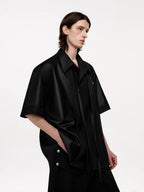 TIWILLTANG Draped Camp-Collar T Shirt