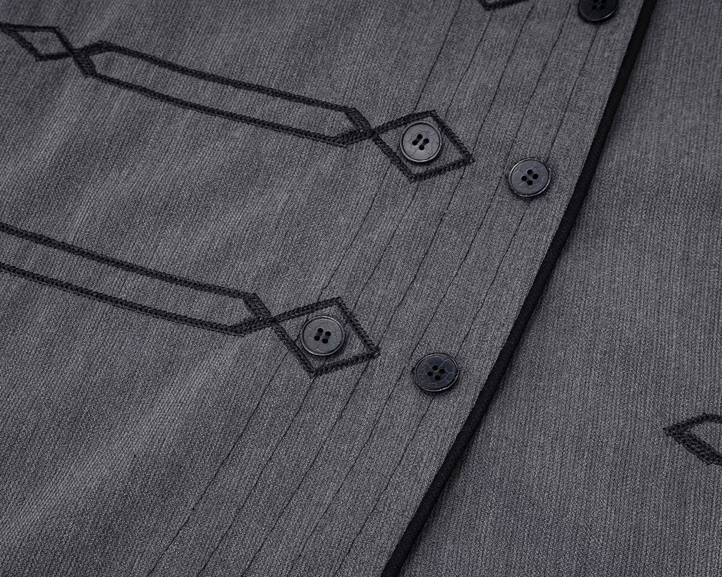 ESAIAS Napoleon Embroidered Asymmetrical Half Shirt