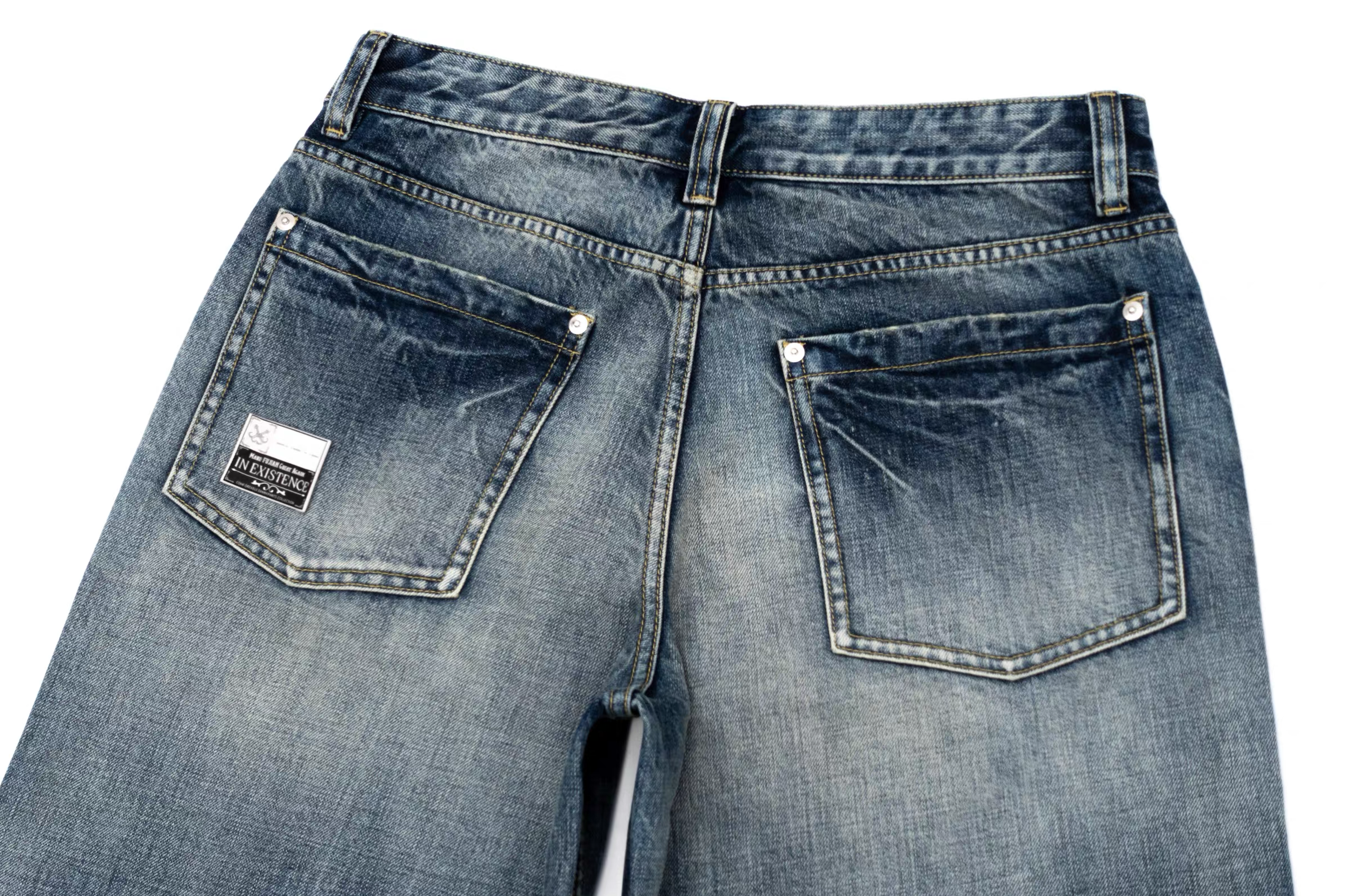 IN EXISTENCE x i Washed Lightning Fade Wide-Leg Jeans Blue
