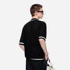 TIWILLTANG Contrast Trim Knitted Half Shirt
