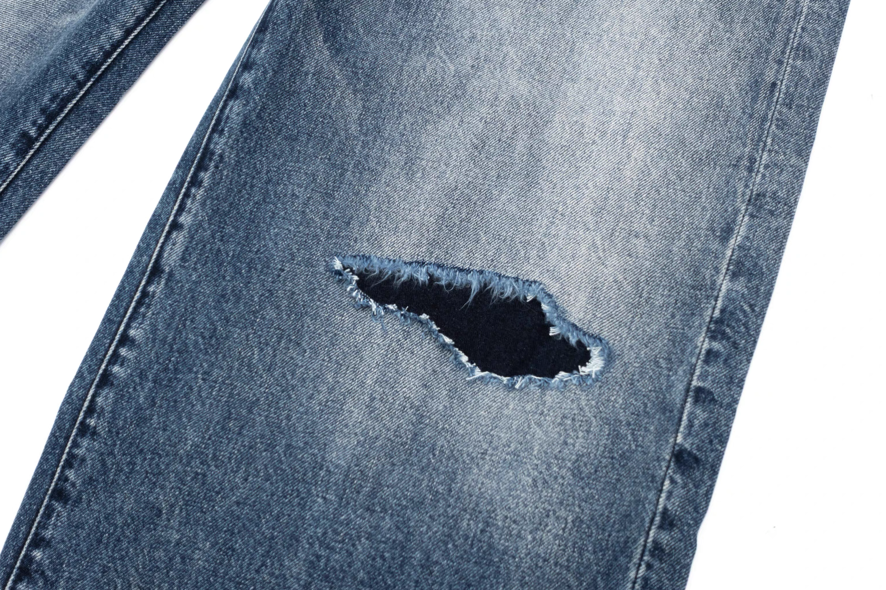 IN EXISTENCE x STM Washed Patched Distressed Straight Jeans