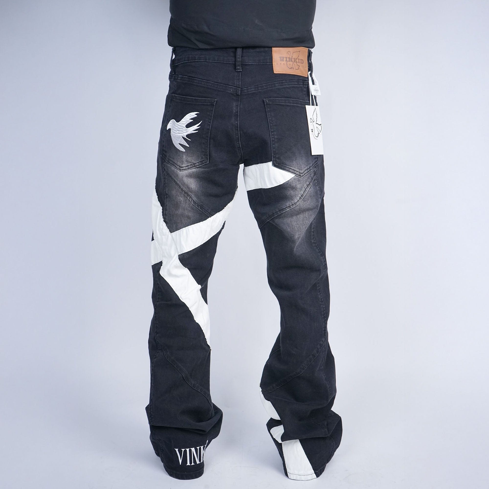 VINKID Infinite Cross Panel Embroidered Jeans