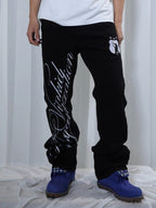 VINKID Double-Waist Script Graphic Jeans