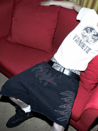PCCVISION Washed Distressed Graphic Denim Shorts