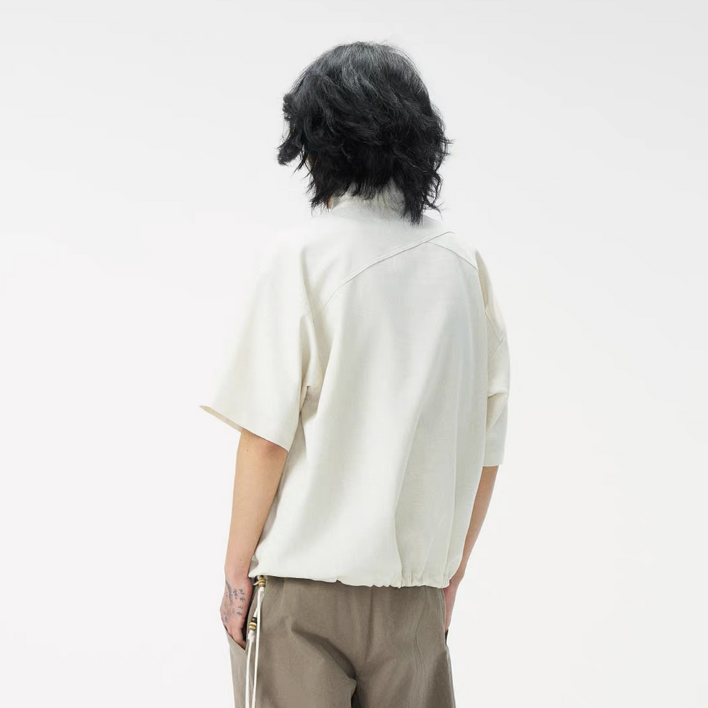 GONGHE REPUB Tencel-Linen Open-Collar Shirt