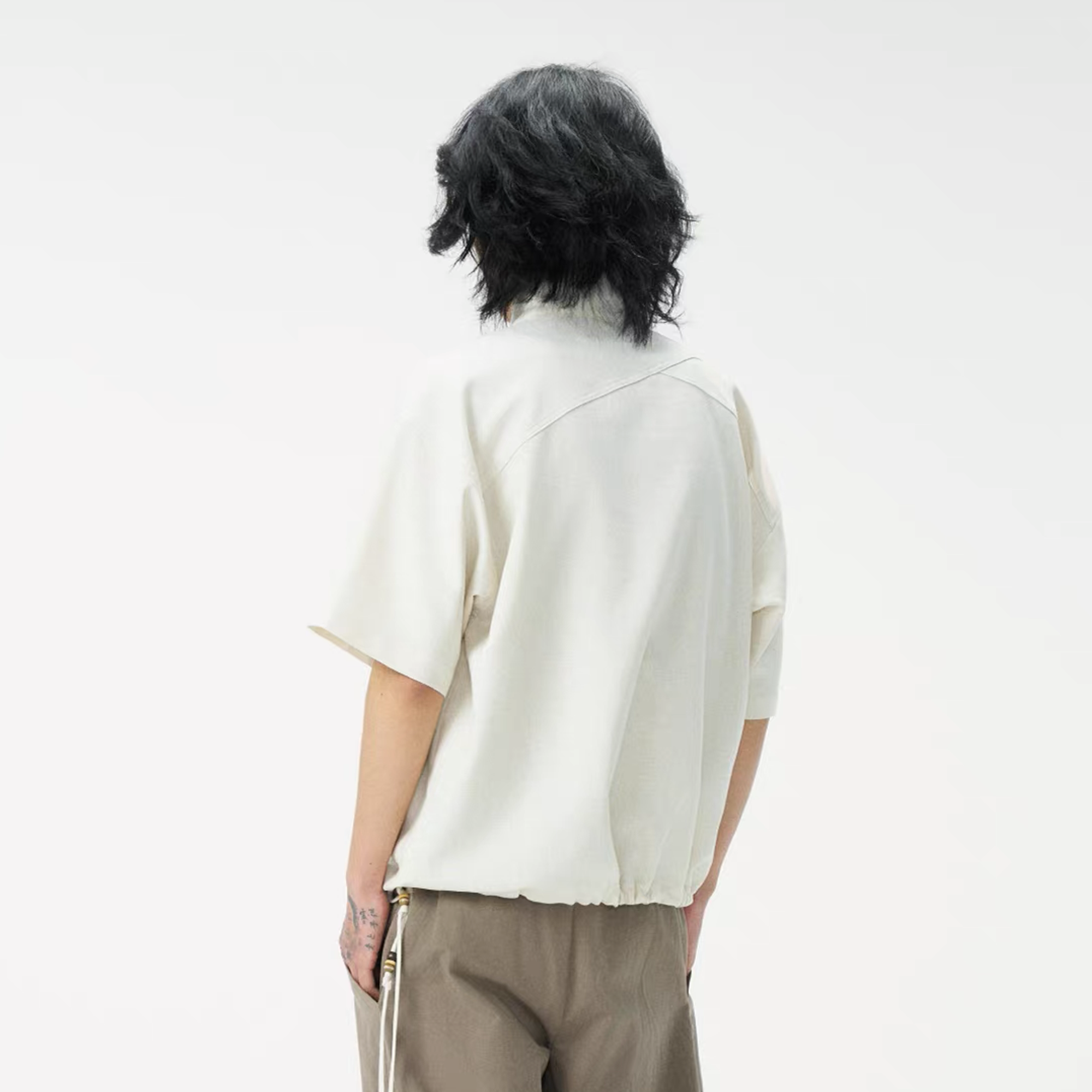 GONGHE REPUB Tencel-Linen Open-Collar Shirt