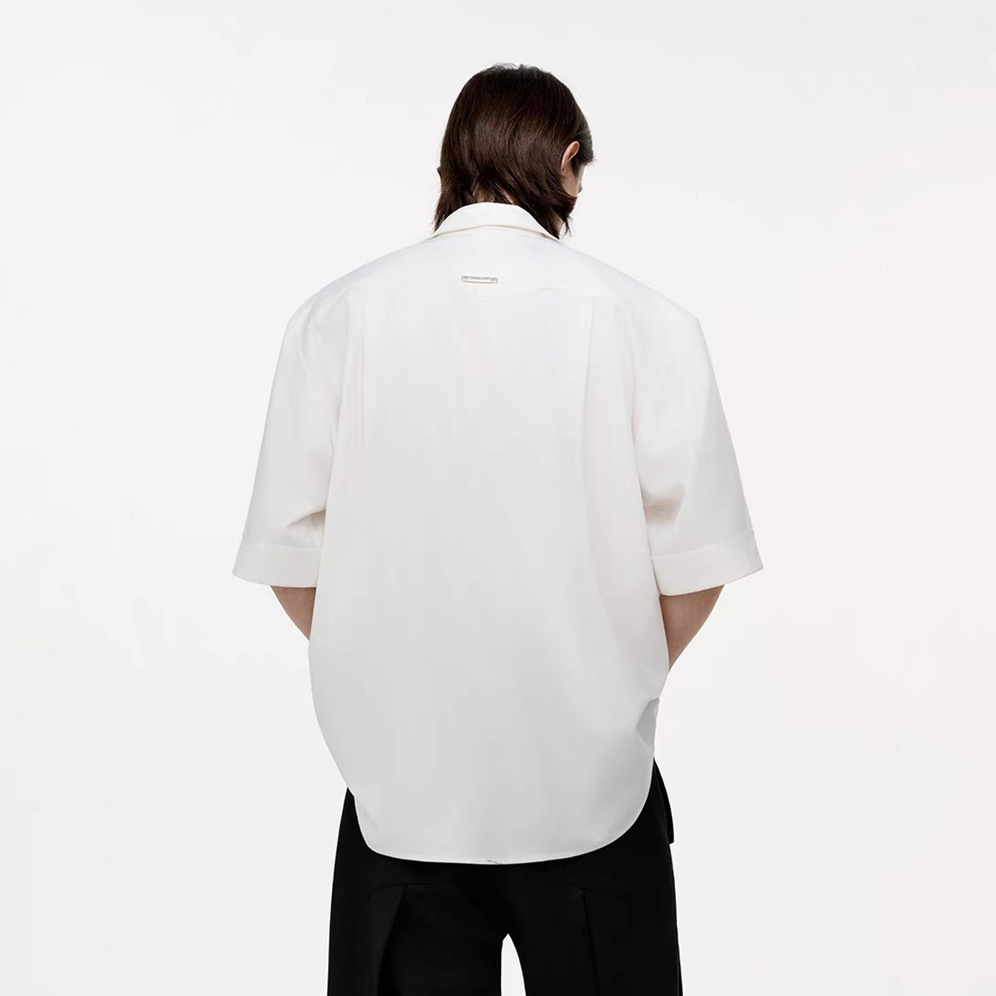 TIWILLTANG Draped Camp-Collar T Shirt
