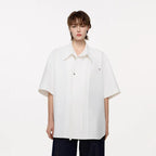 TIWILLTANG Draped Camp-Collar T Shirt