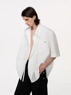 TIWILLTANG Draped Camp-Collar T Shirt