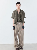 GRAINMUSTARD Linen-Cotton Plaid Half Shirt