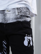 VINKID Double-Waist Script Graphic Jeans
