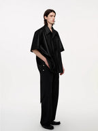 TIWILLTANG Draped Camp-Collar T Shirt