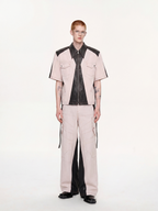 TIWILLTANG Contrast Stitch Paneled Zip-Up Half Shirt