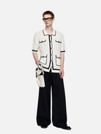 TIWILLTANG Contrast Trim Knitted Half Shirt