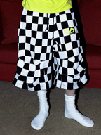 PCCVISION Checkerboard Pleated Baggy Shorts