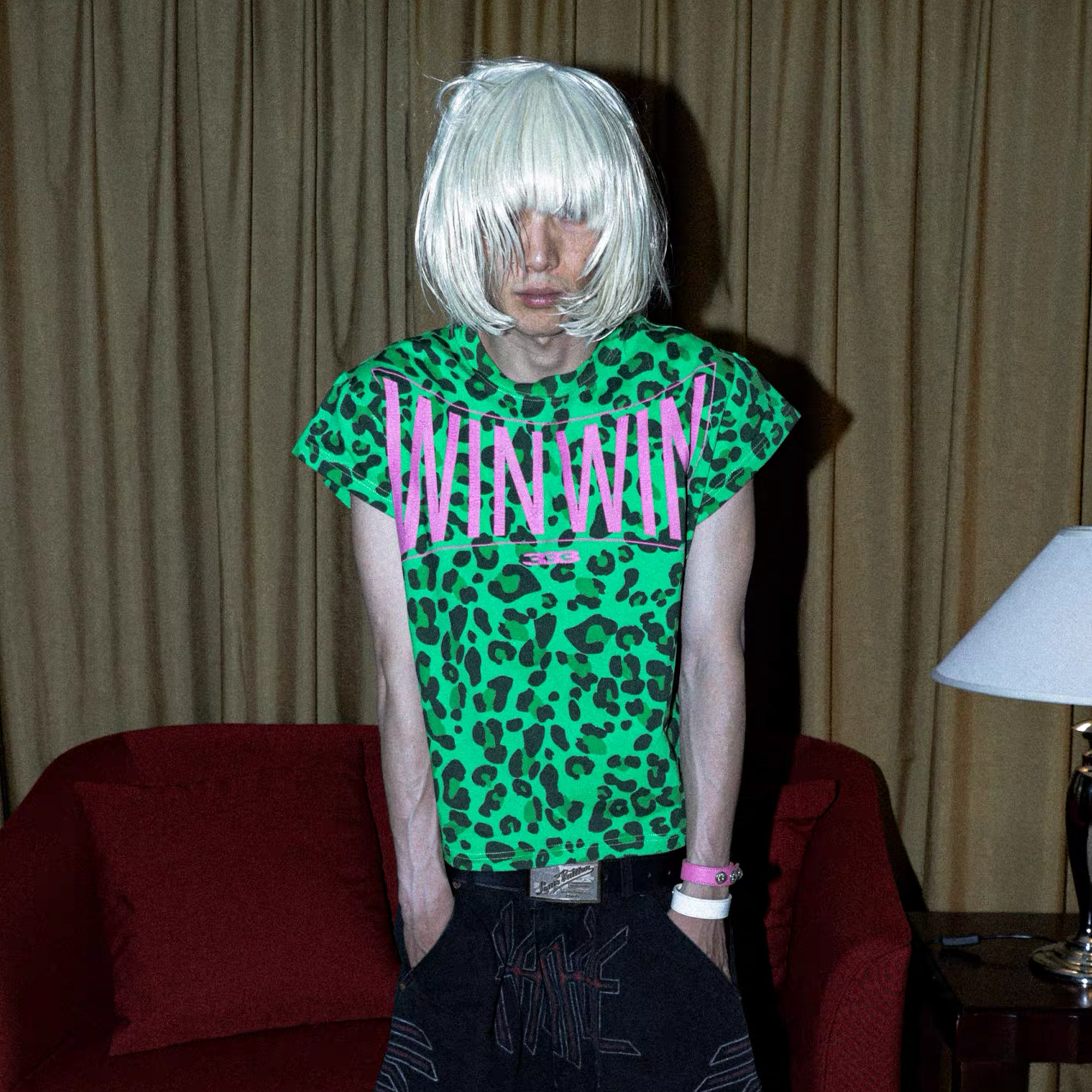 PCCVISION Contrast Leopard Crackled Foil Graphic T-Shirt