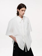 TIWILLTANG Draped Camp-Collar T Shirt