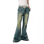 ERISSTOFF Washed Detachable Flared Jeans Blue