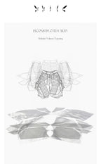 RELABEL Detachable Striped Drape Ruched Oversized Shorts Gray