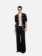 TIWILLTANG Contrast Trim Knitted Half Shirt
