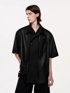 TIWILLTANG Draped Camp-Collar T Shirt