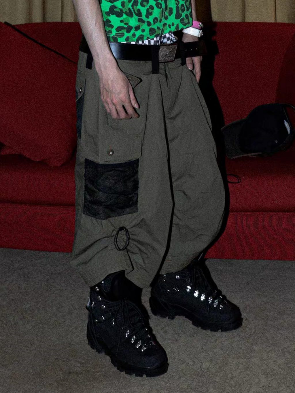 PCCVISION Contrast Panel Pleated Utility Shorts