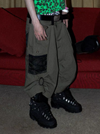 PCCVISION Contrast Panel Pleated Utility Shorts