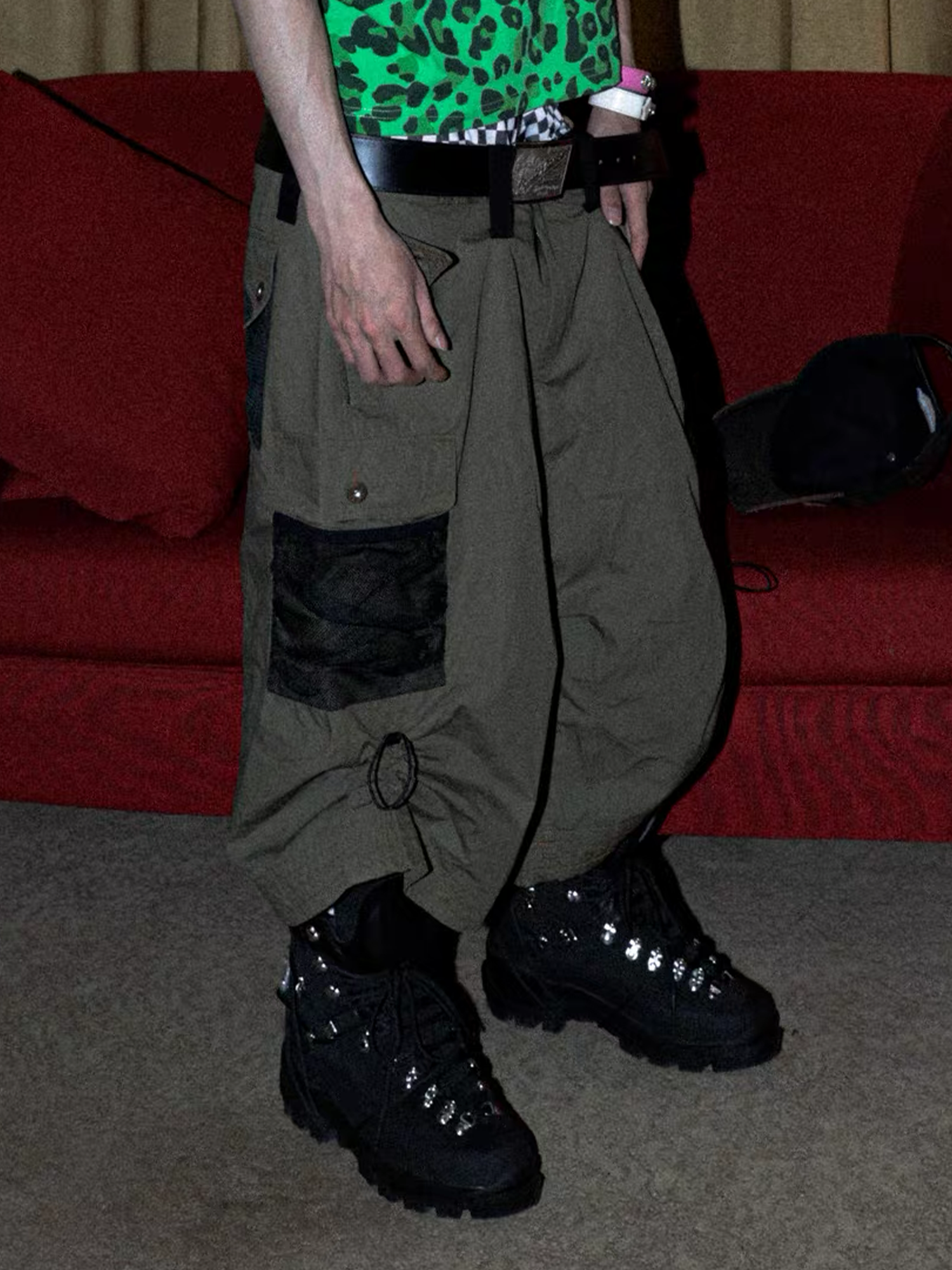 PCCVISION Contrast Panel Pleated Utility Shorts