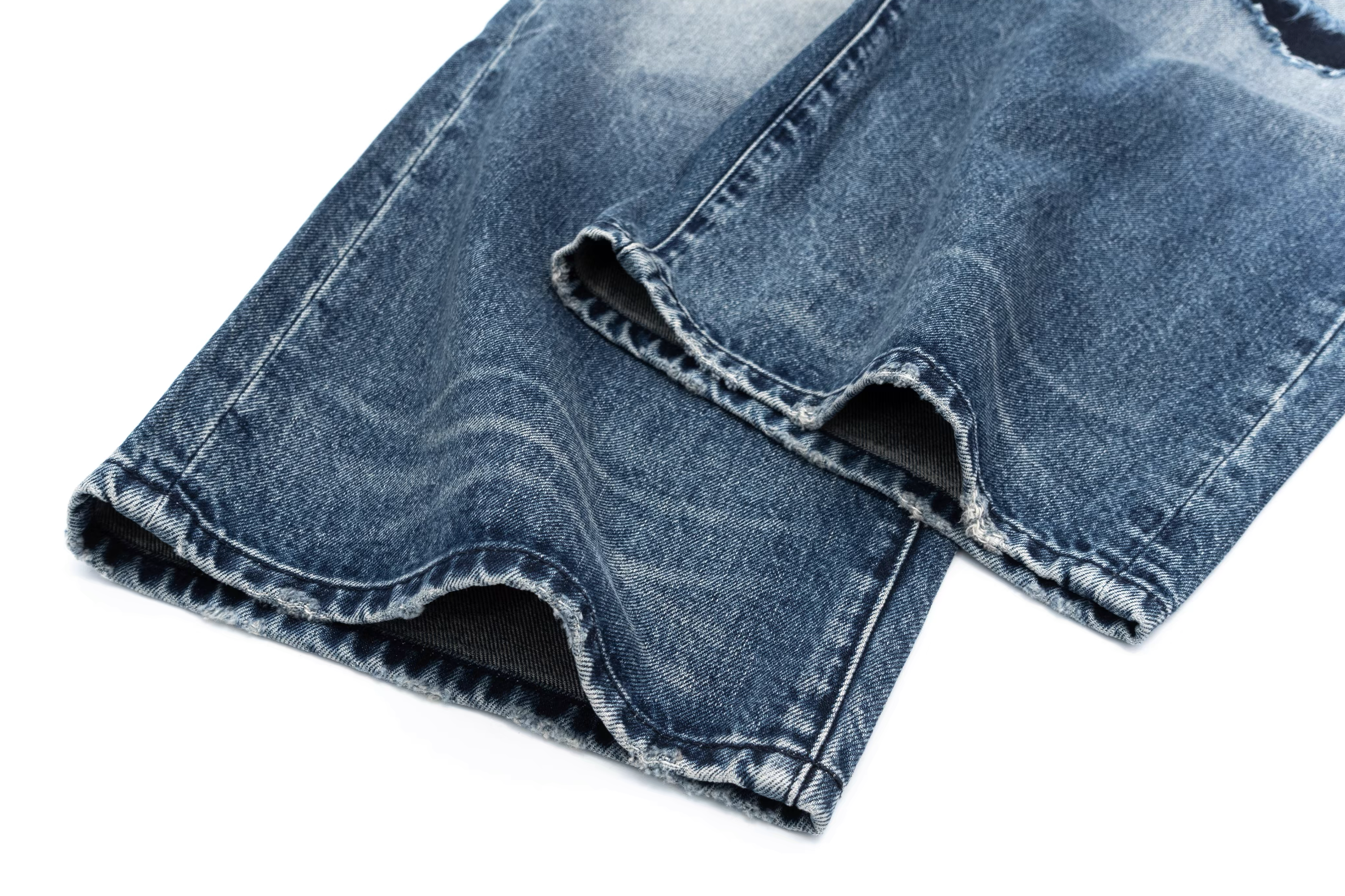 IN EXISTENCE x STM Washed Patched Distressed Straight Jeans