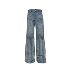 PCCVISION Washed Paneled Straight-Leg Denim