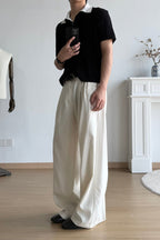 OKAYTHXBYE Pleated Linen-Blend Wide-Leg Trousers