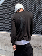 TH4SWE Layered Diamond Spine Graphic Henley Long-Sleeve Tee