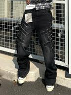TH4SWE Washed Cracked Whisker Flared Jeans