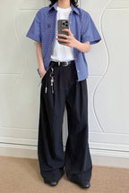 OKAYTHXBYE Pleated Linen-Blend Wide-Leg Trousers