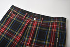 VENTUREK Distressed Zippered-Hem Slogan Slim Plaid Pants