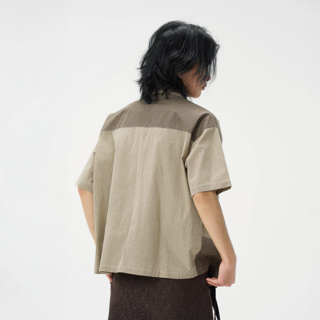 GONGHE REPUB Patchwork Check Relaxed Shirt
