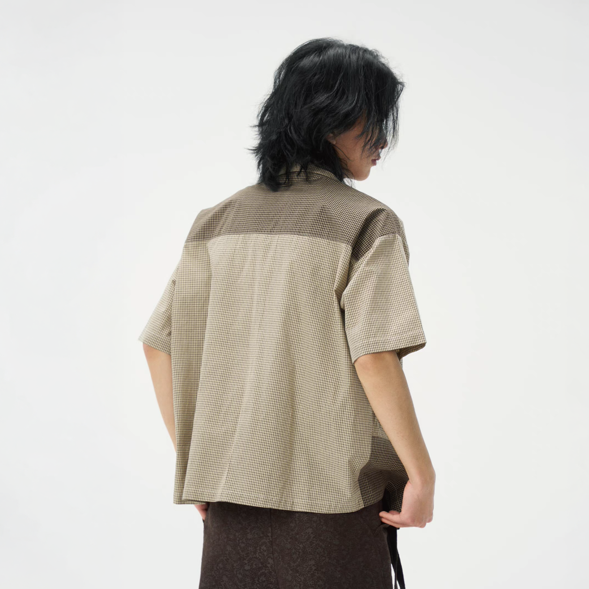 GONGHE REPUB Patchwork Check Relaxed Shirt