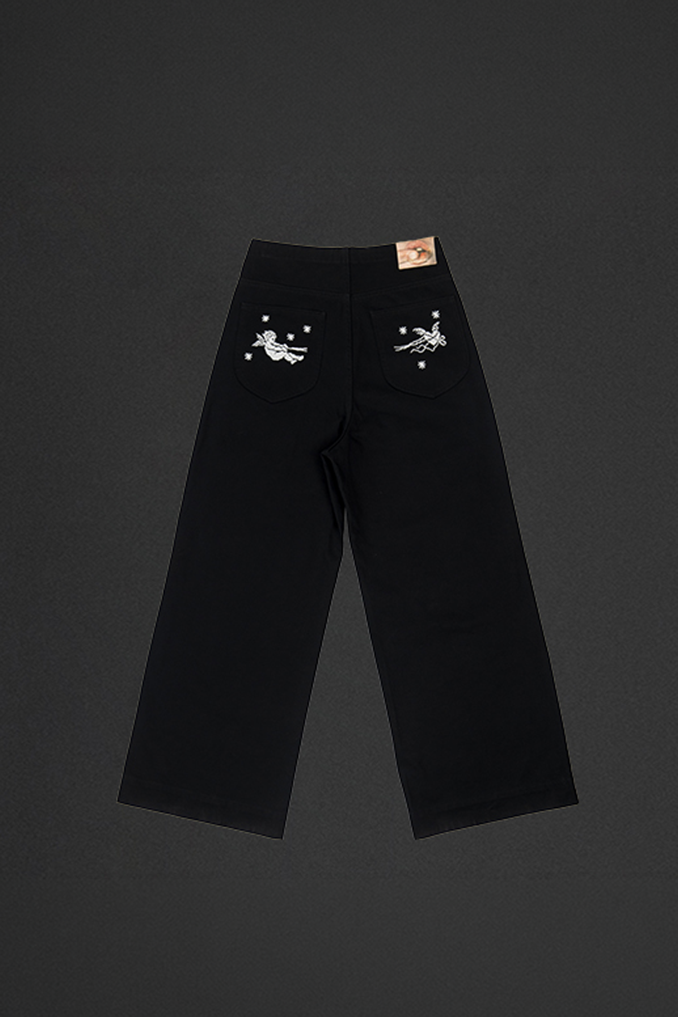 NIANJIUYIKOUER Embroidered Wide-Leg Twill Pants