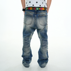 VINKID Deconstructed Side-Studded Washed Jeans