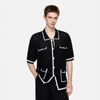 TIWILLTANG Contrast Trim Knitted Half Shirt