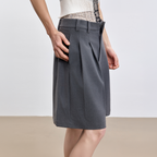 TUIMU Pleated Wide-Leg Shorts
