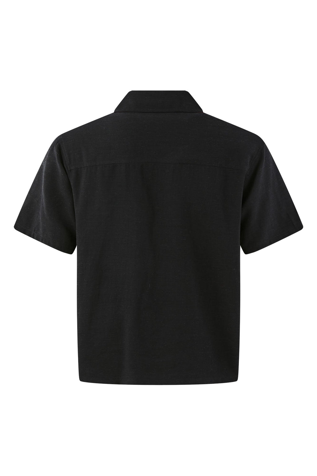 KREATE Contrast Collar Linen Half Shirt