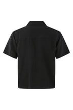 KREATE Contrast Collar Linen Half Shirt