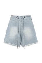 CLP Diamond Fringe Strap Belt Denim Shorts Blue