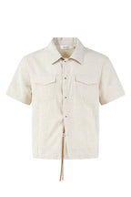 KREATE Contrast Collar Linen Half Shirt