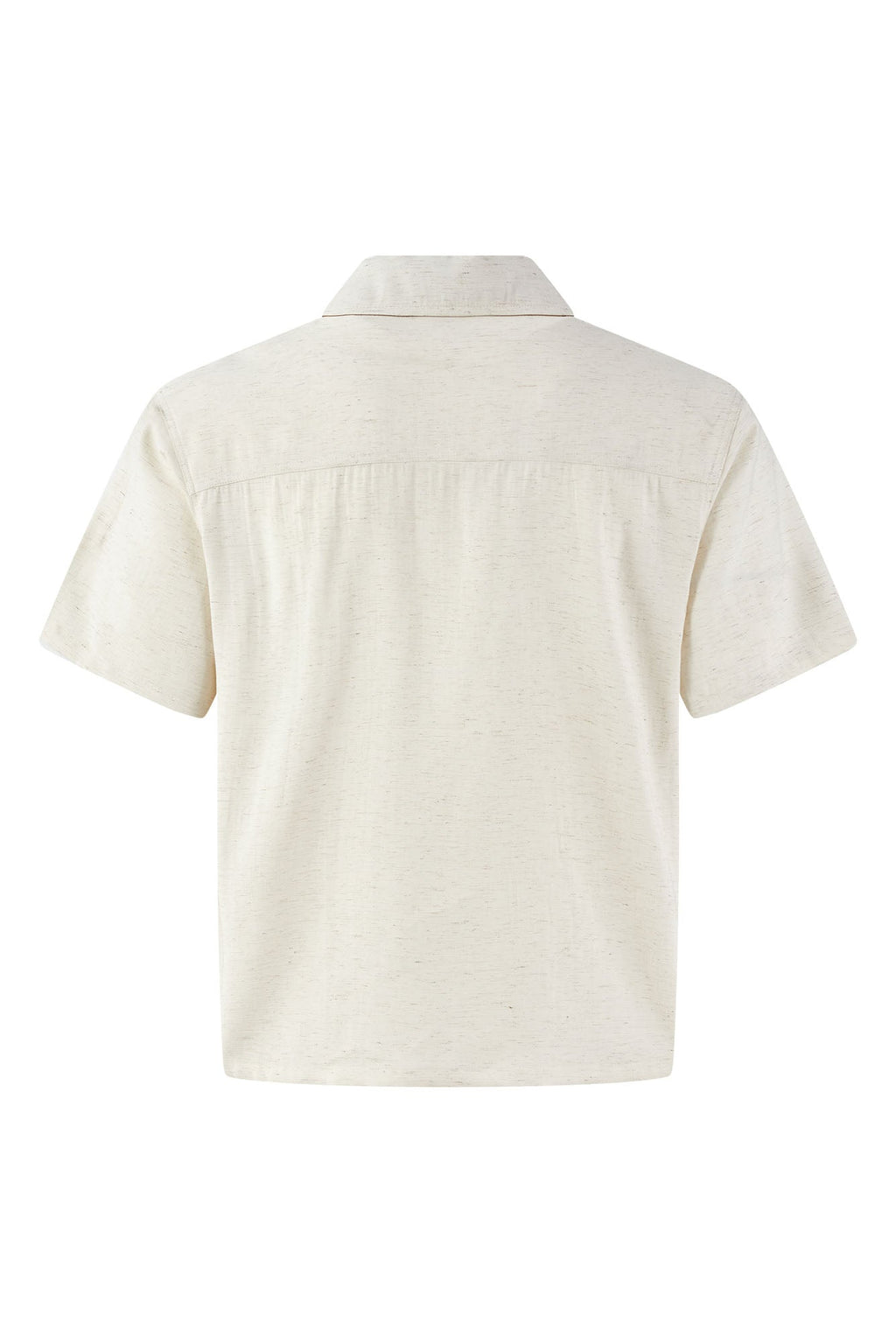 KREATE Contrast Collar Linen Half Shirt