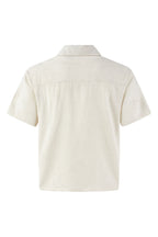 KREATE Contrast Collar Linen Half Shirt