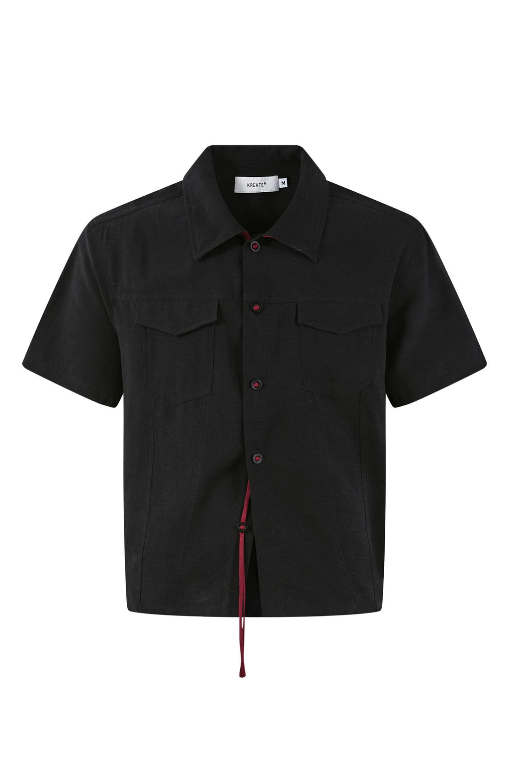 KREATE Contrast Collar Linen Half Shirt