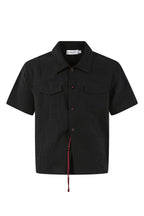 KREATE Contrast Collar Linen Half Shirt