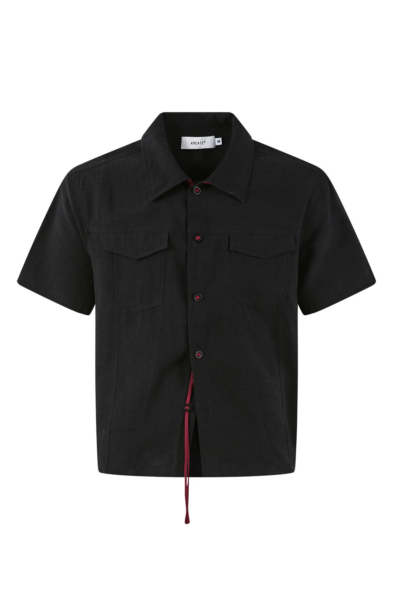 KREATE Contrast Collar Linen Half Shirt